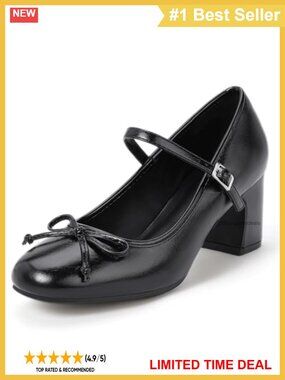 IDIFU IN2 Mary Janes Closed Toe Block Heels Cute Bow Dress Shoes